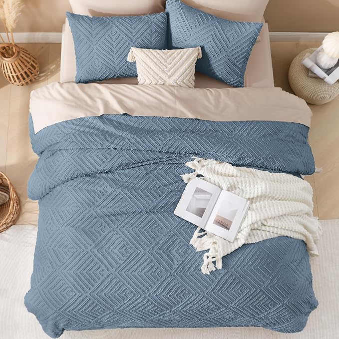 Andency Blue Comforter Set Full Size, 3 Pieces Boho Lightweight Fluffy Bedding - Image 7