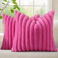 decorUhome Summer Cozy Faux Fur Throw Pillow Covers 24x24 Set of 2 Decorative by decorUhome