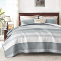 Andency Grey Striped Quilt Twin, 2 Pieces Patchwork Bedspread Coverlet Set by Andency