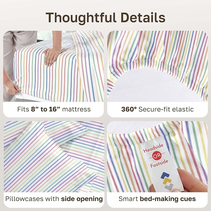 California Design Den Soft Full Size 100% Cotton Sheet Sets, 400 TC Good - Image 5