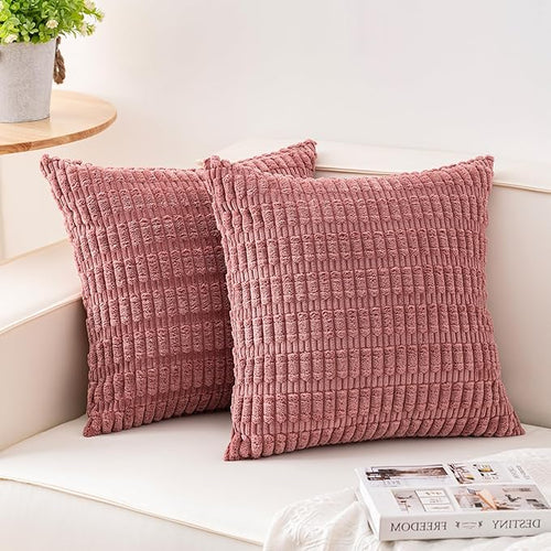 Aegero Pack of 2 Corduroy Decorative Throw Pillow Covers 18x18 Inch Soft by Unknown