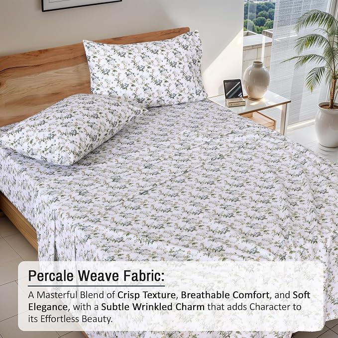 RUVANTI 100% Cotton Sheets – Twin Size Percale Bedding, Cooling & Breathable - Image 3
