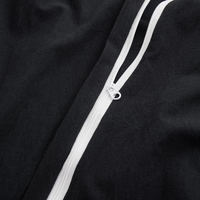 Black Duvet Cover Full Size, 100% Washed Cotton Linen Like Bedding Set - Image 5