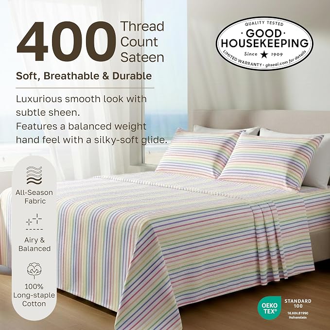 California Design Den Soft Twin Size 100% Cotton Sheet Sets, 400 Thread Count - Image 3