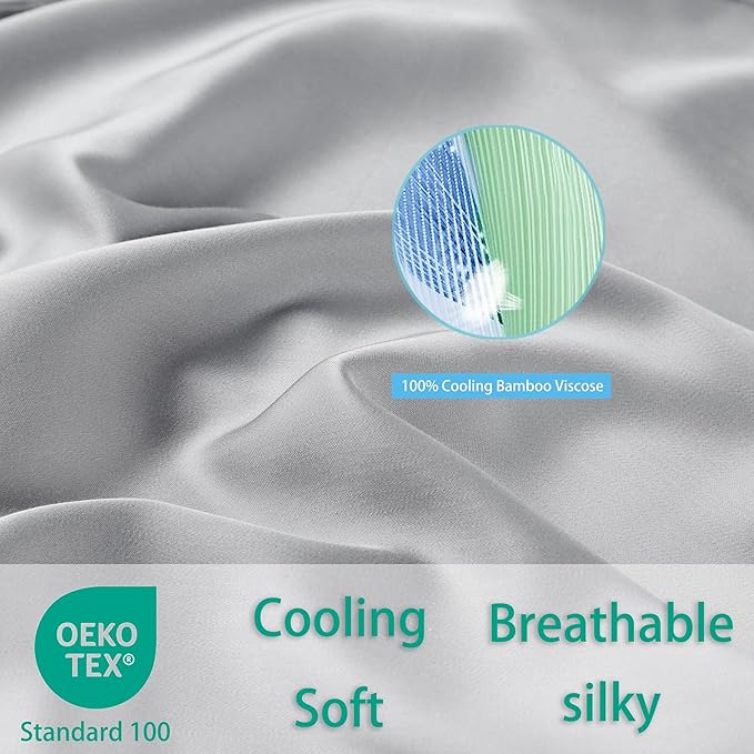4-Pack Bamboo Viscose Zippered Pillow Cases King Size, 400 Thread Count Cooling - Image 3
