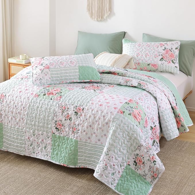 YIKUSH Quilt Sets Queen Size Floral Quilt Set 3 Pieces Bedding Set Bedspreads - Image 6