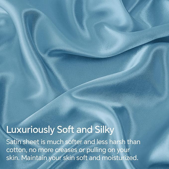 BEDELITE Satin Fitted Sheet and Pillowcases Set, Luxury Soft Similar to Silk - Image 3