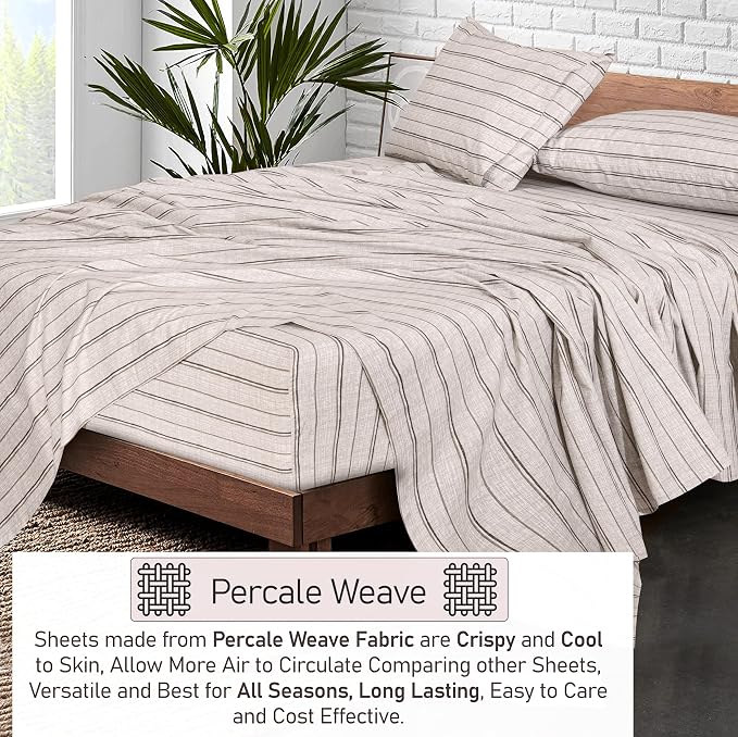 RUVANTI 100% Cotton Sheets – Queen Size Percale Bedding, Cooling & Breathable - Image 3