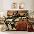 Tyrot 3 Piece Black Boho Floral King Size Quilt Sets Reversible Farmhouse by TyrotHomeDecor