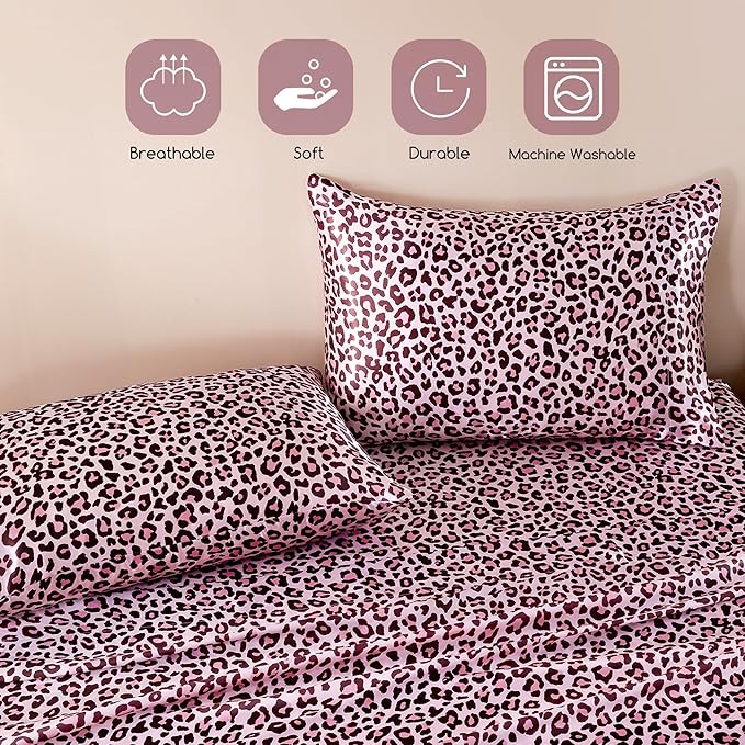 MR&HM Satin Bed Sheets with Elastic Corner Straps, Queen Size Sheets Set - Image 6