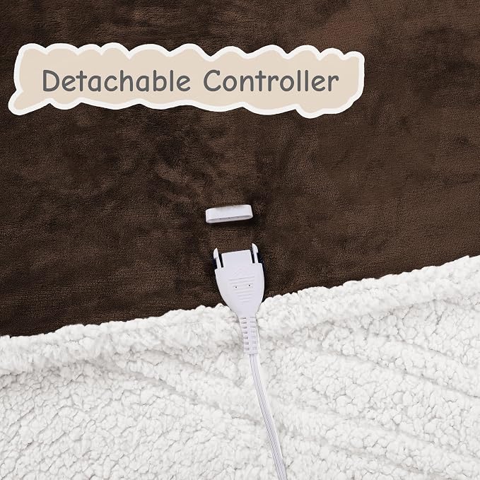 Electric Heated Blanket Throw Size 50"x60", Soft Flannel - Image 8