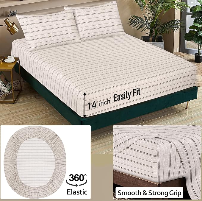RUVANTI 100% Cotton Sheets – California King Percale Bedding, Cooling & - Image 5