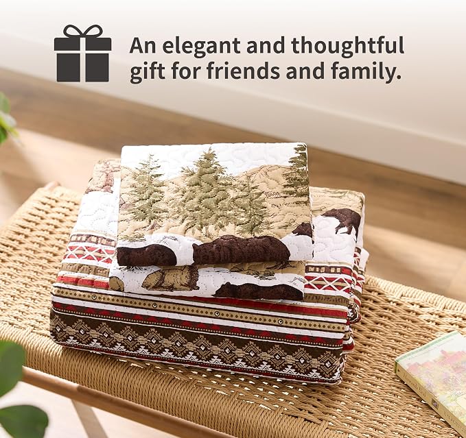 PPOLCA Cabin King Quilt Bedding Set, Christmas Lightweight Reversible Rustic - Image 7