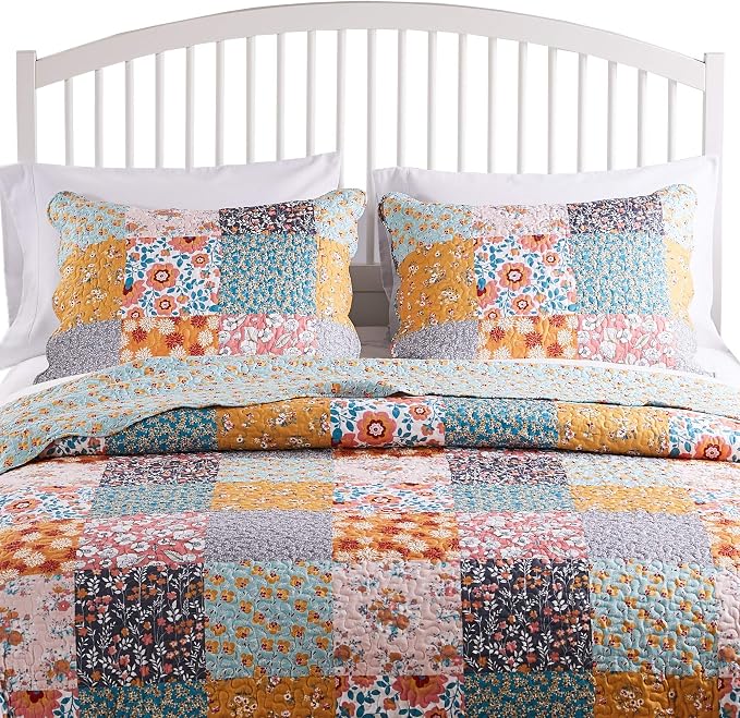 Greenland Home Carlie Modern Floral Reversible Quilt Set, 3-Piece Full/Queen - Image 7