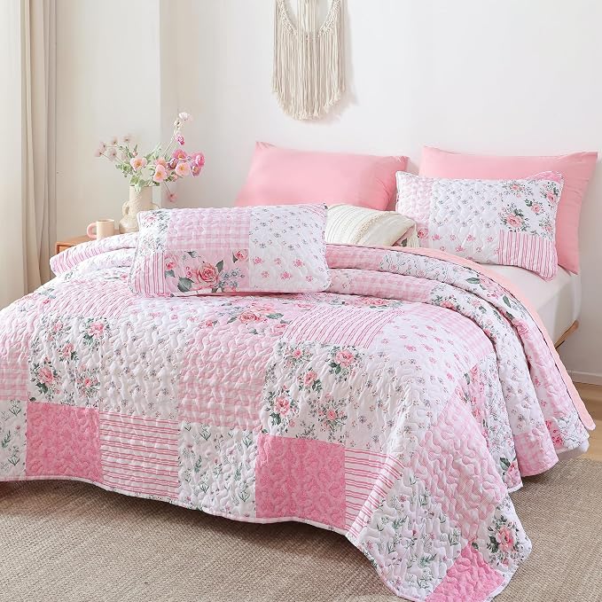 YIKUSH Quilt Sets Twin Size Floral Quilt Set 2 Pieces Bedding Set Bedspreads - Image 6