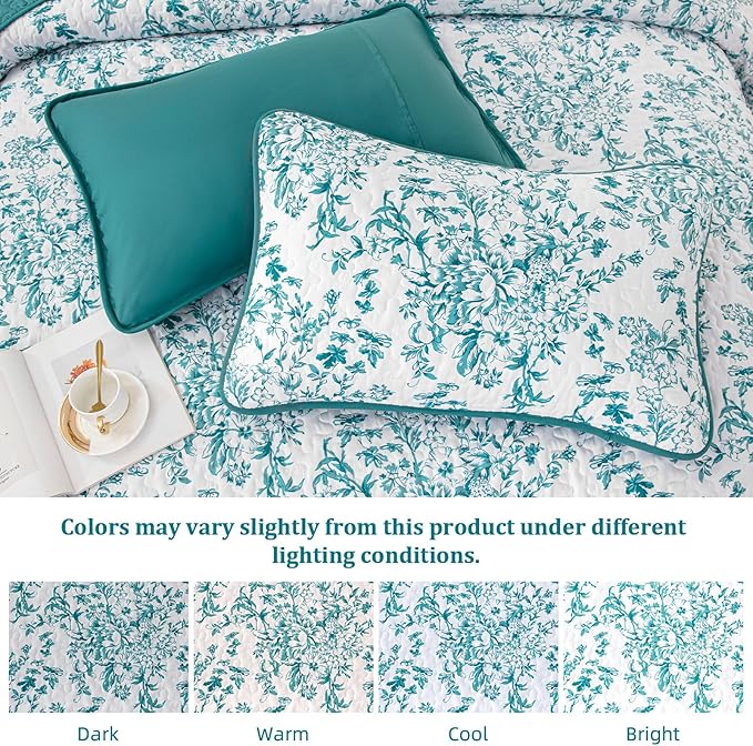 WONGS BEDDING Quilt King Size, Teal Quilt Bedding Set - Image 5