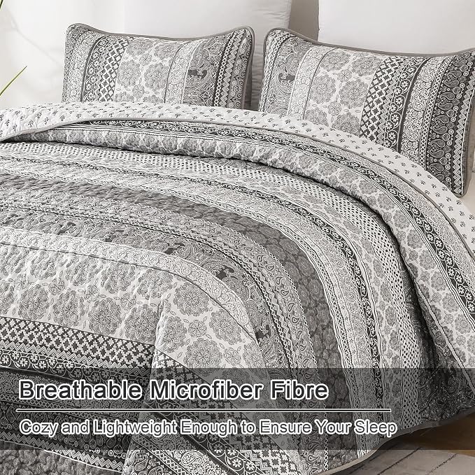 WONGS BEDDING Boho Quilt Set Queen Size - Image 5