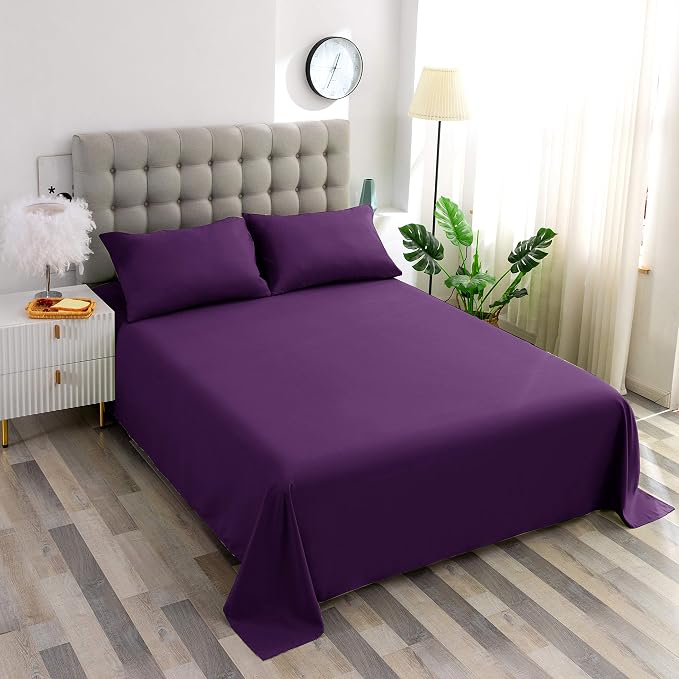 Sfoothome Fitted Bottom Sheet for Mattress, Single Twin Size Purple Microfiber - Image 5