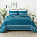 Andency Teal King Size Quilt Set, 3 Pieces Boho Lightweight Soft Striped by Andency
