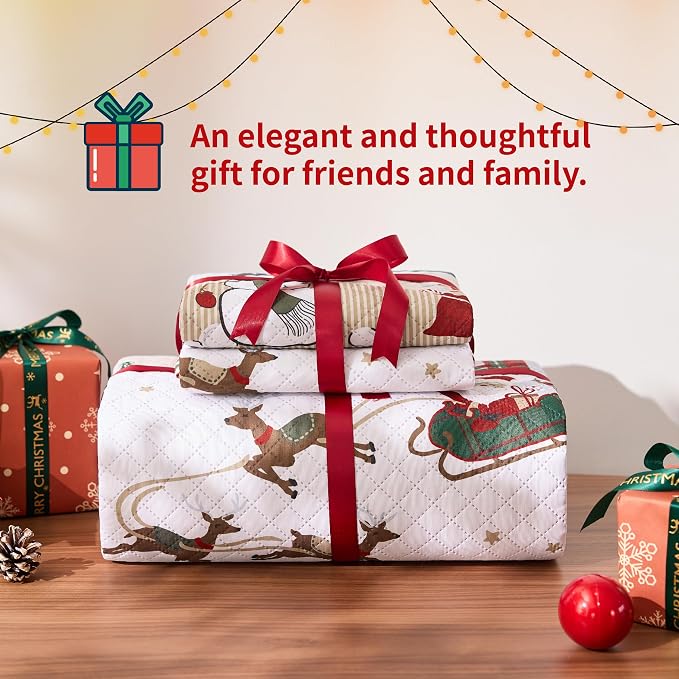PPOLCA Christmas Twin Quilt Bedding Set, 2-Piece Snowman Printed Lightweight - Image 7