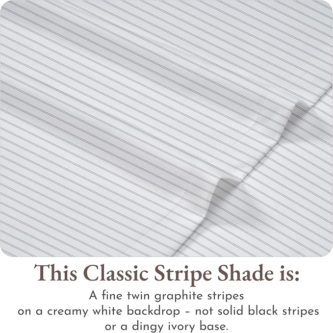 California Design Den Stripe Twin Sheets Set, 100% Cotton 12" Pocket Twin Size - Image 4