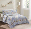 Brilliant Sunshine Blue Rose Patchwork, 3-Piece Quilt Set by BrilliantSunshine