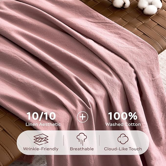JELLYMONI 100% Washed Cotton Duvet Cover Queen – Soft, Breathable Linen-Look - Image 3