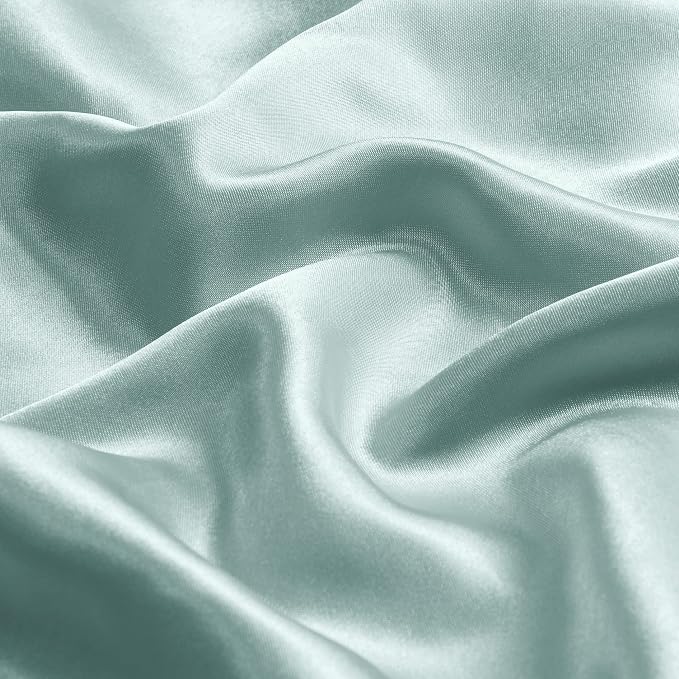 BEDELITE Satin Pillowcase with Zipper, Haze Blue King Size Pillow Cases Set of 2 - Image 3