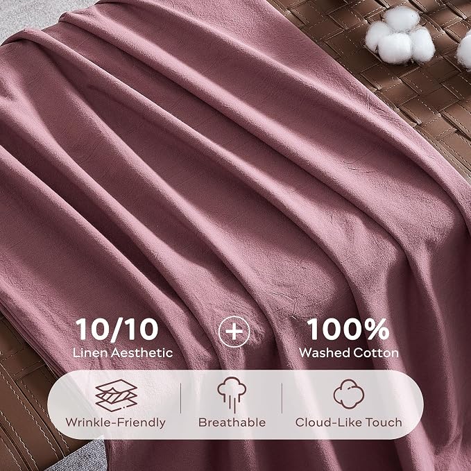 JELLYMONI 100% Washed Cotton Duvet Cover Full – Soft, Breathable Linen-Look - Image 3
