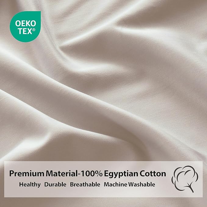 King Size Fitted Sheet Only Light Beige, 100% Egyptian Cotton 600 Thread Count - Image 3