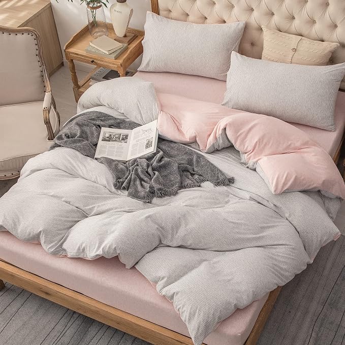 PURE ERA Jersey Knit Duvet Cover Set 100% T-Shirt Heather Cotton Super Soft - Image 6