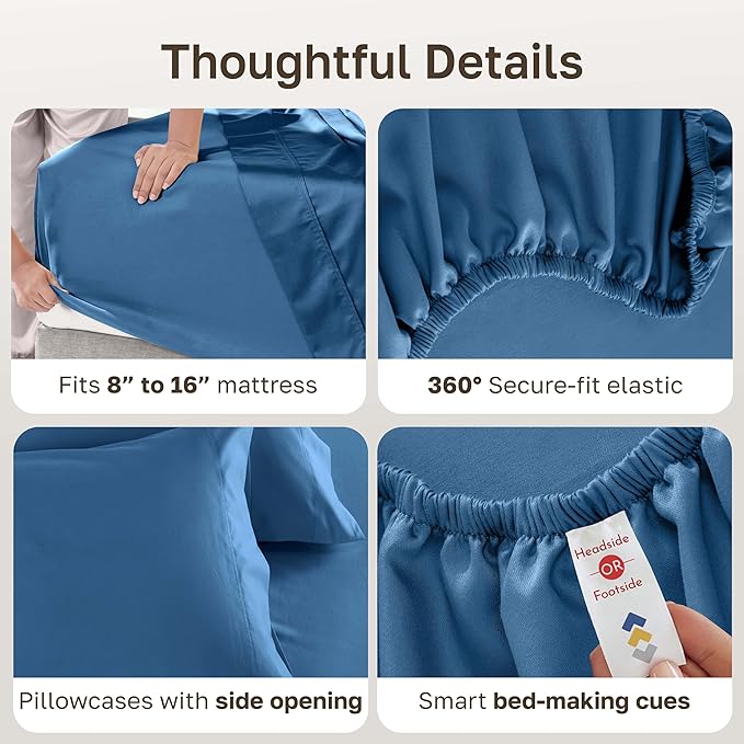 California Design Den Natural 100% Cotton Bed Sheets Full Size Set - Image 5