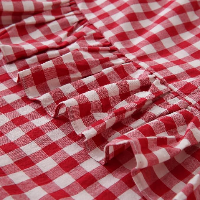 2 Pack Red/White Gingham Pillowcase 20x26 inches 100% Washed Cotton Ruffled - Image 7