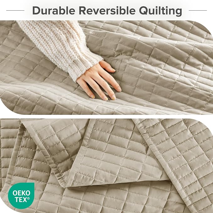 Comfort Spaces King Quilt Set Modern Reversible Plaid Coverlet King Bedding Set - Image 5