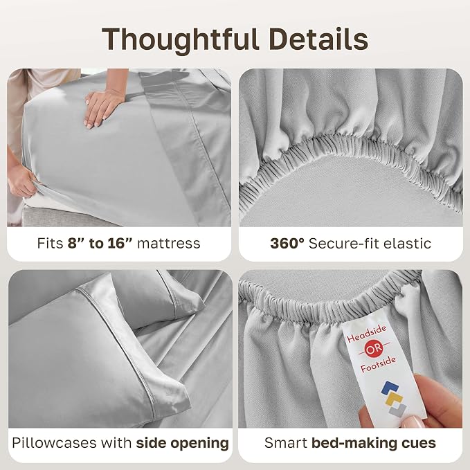 California Design Den Soft 100% Cotton Sheets Queen Size Set, 400 TC Good - Image 6