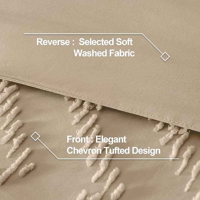 Andency Taupe Comforter Set Queen Size, Boho Soft Warm Tufted Bedding Comforter - Image 6