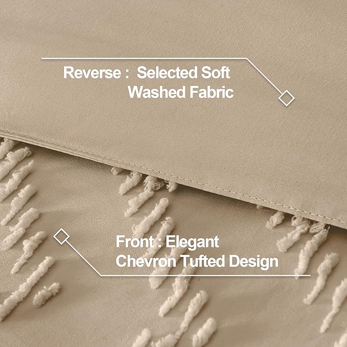 Andency Taupe Comforter Set King Size, Boho Soft Warm Tufted Bedding Comforter - Image 6