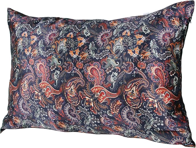 MANSPHIL Purple Paisley 100% Silk Pillowcases King Size, Bohomian Brown Floral by MANSPHIL