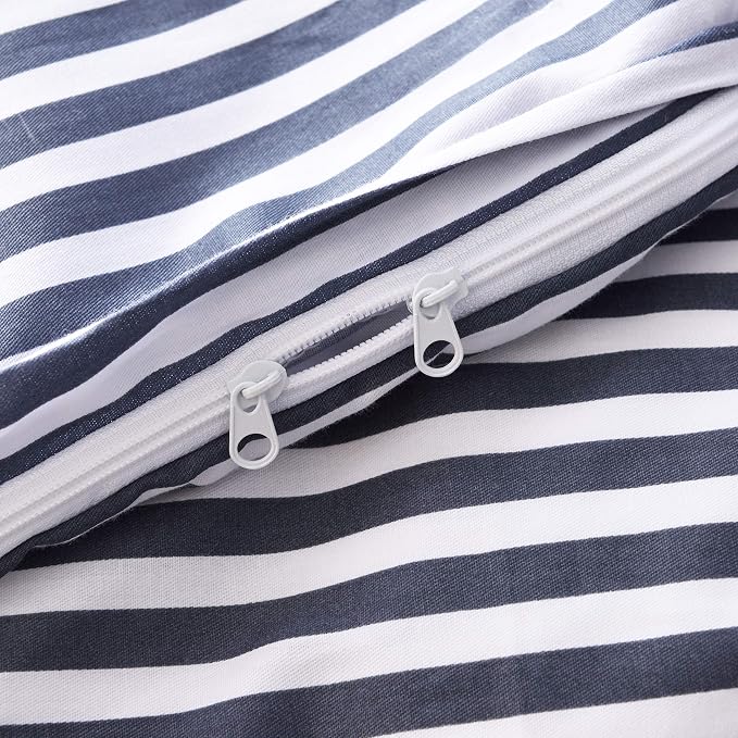 JELLYMONI 100% Natural Cotton 3pcs Striped Duvet Cover Sets, - Image 5