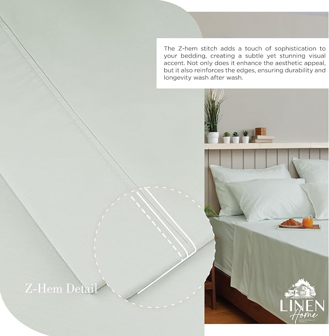 Linen Home 100% Cotton Percale Sheets California King Size, Dove Grey, Deep - Image 3