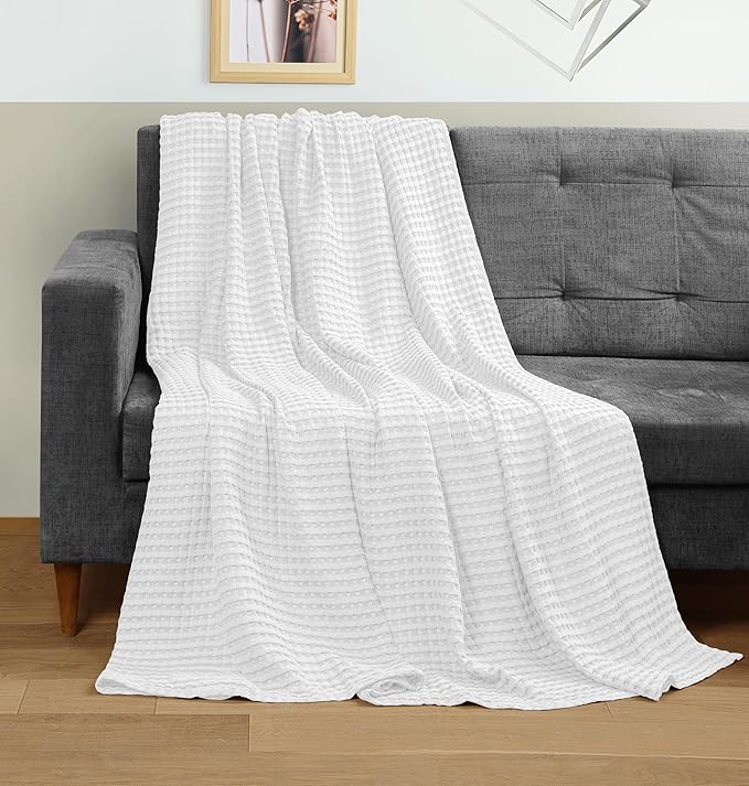 Utopia Bedding 100% Cotton Waffle Weave Blanket Throw Size - Image 4
