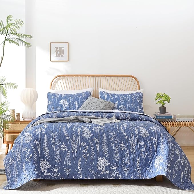 JANZAA Quilt King Size Infinity Blue Quilt Bed Spread Boho Quilt - Image 4