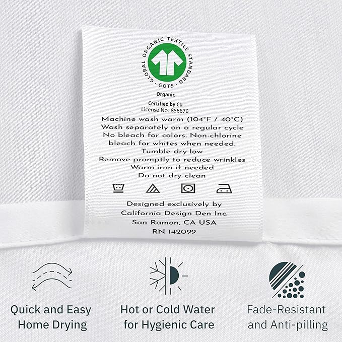 California Design Den California King Sheet Stripe, 100% Organic Cotton Percale - Image 8