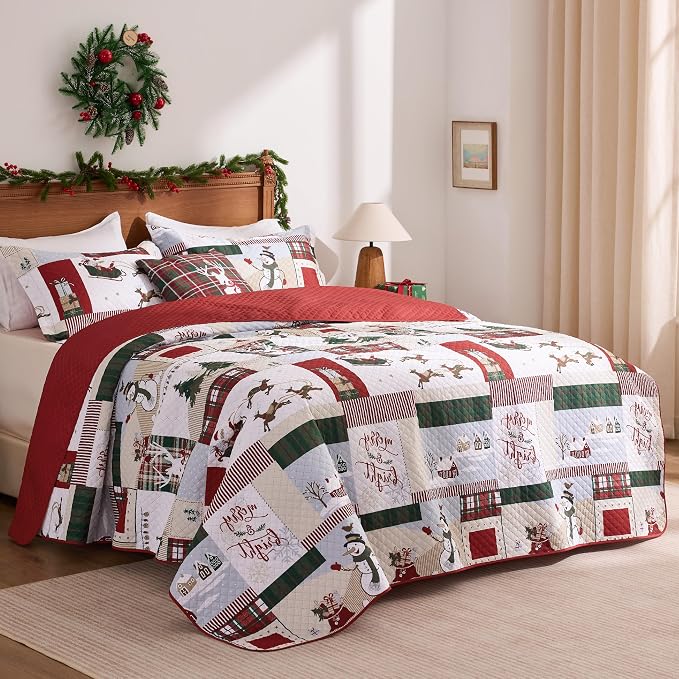 PPOLCA Christmas Twin Quilt Bedding Set, 2-Piece Snowman Printed Lightweight - Image 5