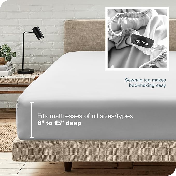 Bare Home Fitted Bottom Sheet Queen Size - Image 6