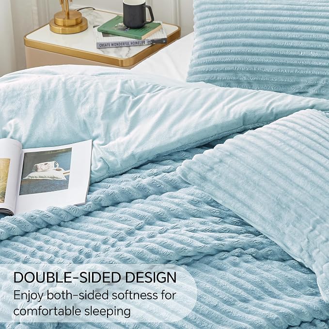 BEDELITE Fleece California King Comforter Set -Super Soft & Warm Fluffy Light - Image 4
