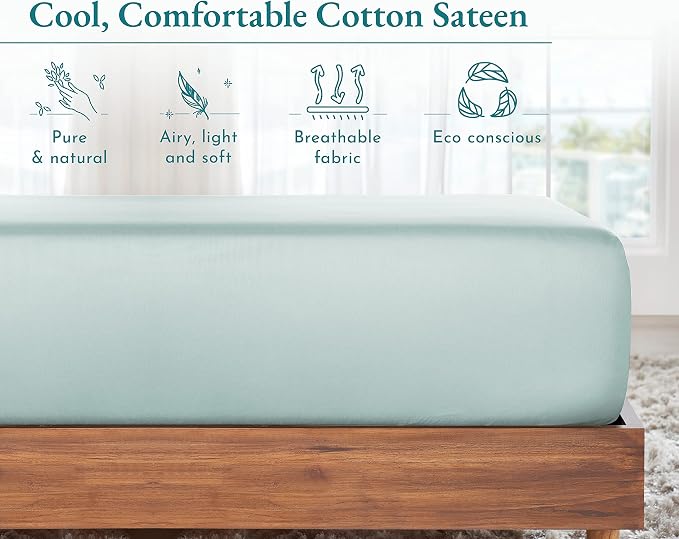 California Design Den King Fitted Sheets Only, Soft 100% Cotton Sateen - Image 6