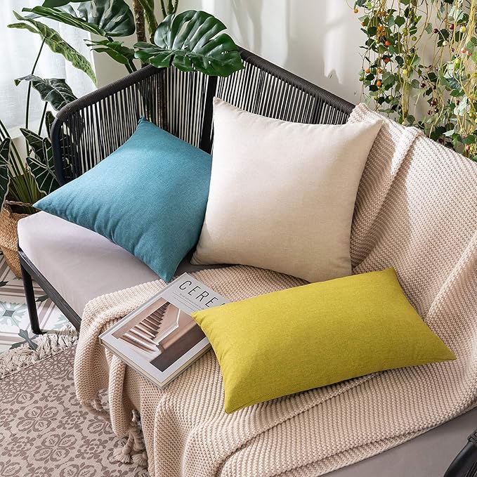 MIULEE Pack of 2 Decorative Outdoor Solid Waterproof Throw Pillow Covers Euro - Image 4