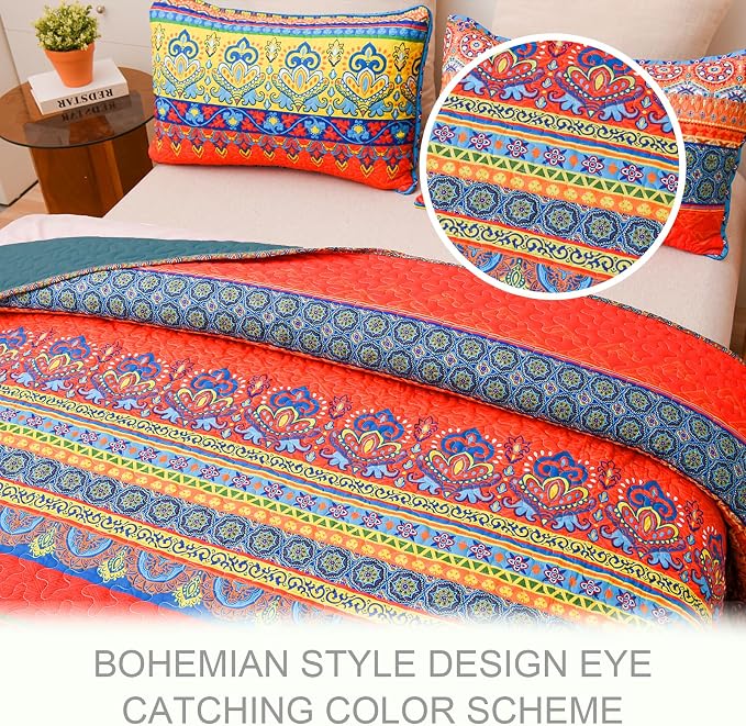 Exclusivo Mezcla Reversible Boho Quilts King Size - Image 3