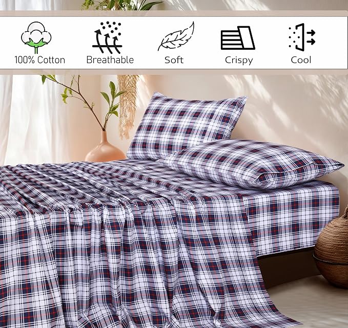 RUVANTI 100% Cotton Sheets – King Size Percale Bedding, Cooling & Breathable - Image 5